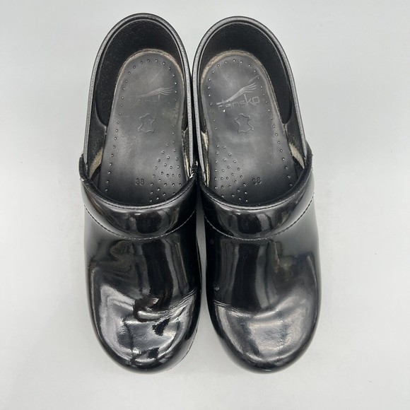 Dansko XP Black SZ 7.5 EUR 38 Black Shiny Patent Leather Clog Professional Shoe - Picture 6 of 11